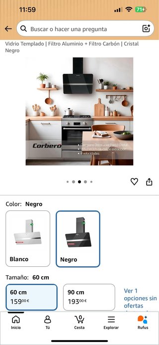 Campana Extractora Corberó 60 cm Negra