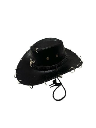 Cappello da cowboy nero con teschio