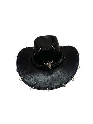 Cappello da cowboy nero con teschio