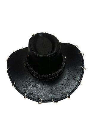 Cappello da cowboy nero con teschio