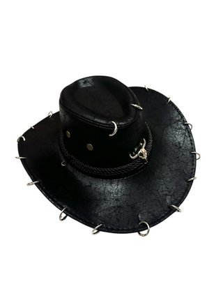 Cappello da cowboy nero con teschio