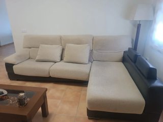 Sofá Chaiselong Beige y Marrón