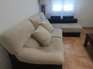 Sofá Chaiselong Beige y Marrón