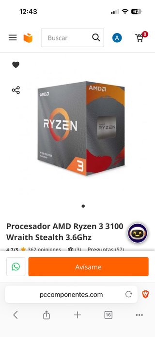 Procesador Ryzen 3 3100 + Disipador