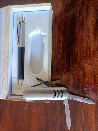 Estuche Bolígrafo y Navaja Metálica