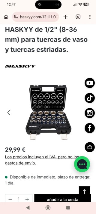 Juego Vasos Estriados 8-36mm HASKYY