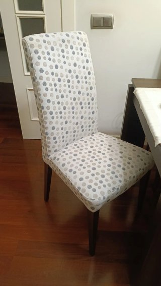 6 ud. Sillas de comedor tela y madera