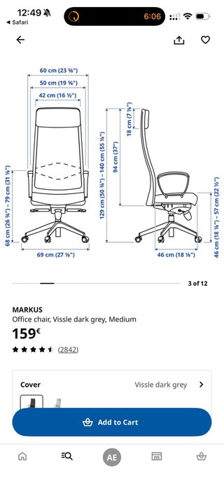 Silla de oficina Ikea MARKUS negra