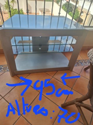 Mueble TV cristal y metal