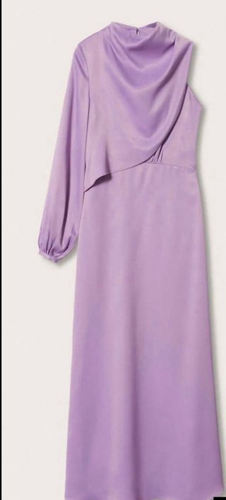 Vestido Mango Morado Asimétrico Largo