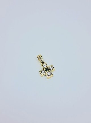 Colgante Cruz Oro 18K con piedras de color