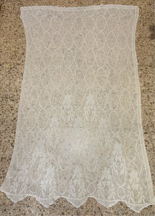 Cortina crochet beige/blanca (2 piezas)