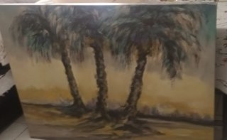 Cuadro Grande Pintado a Mano Palmeras