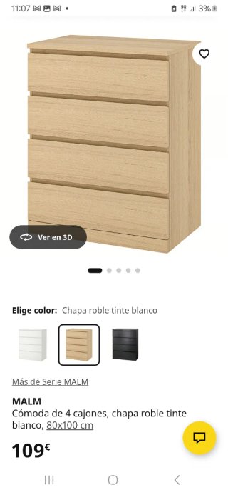 Cómoda Malm IKEA Roble