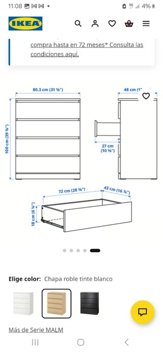Cómoda Malm IKEA Roble