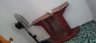 Mesita recibidor madera y cristal