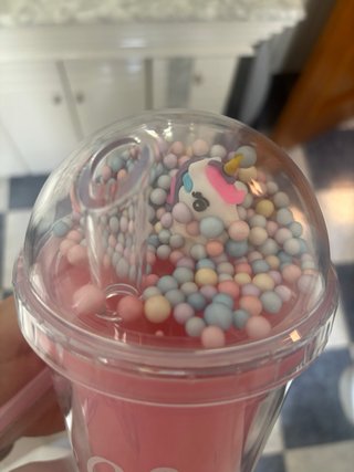 Vaso unicornio con pajita y tapa