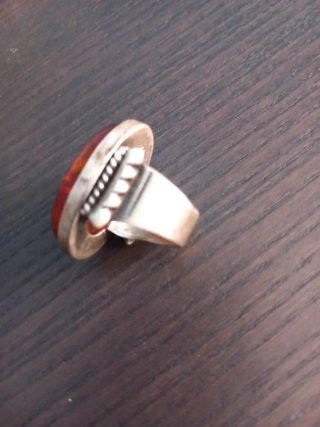 Anello a fascia in Argento 925 con Ambra Naturale
