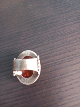 Anello a fascia in Argento 925 con Ambra Naturale