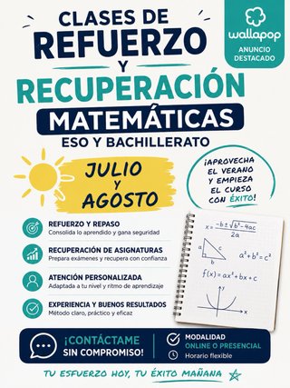 Aprueba Matemáticas en Verano | ESO y Bach.