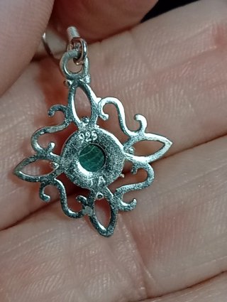 Pendientes Plata Ley Malaquita
