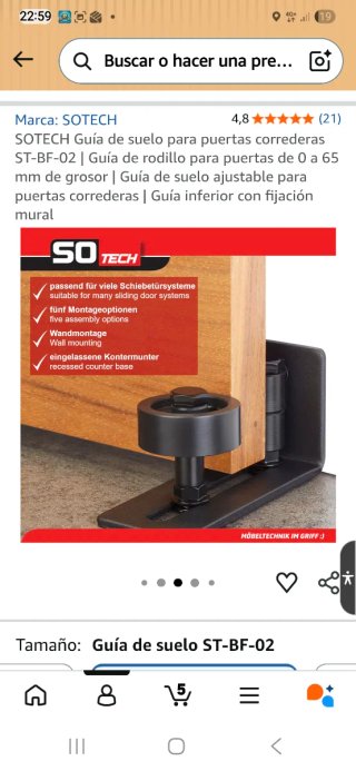 Tope para puerta corredera