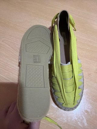 Esparteñas planas mujer beige y amarillo