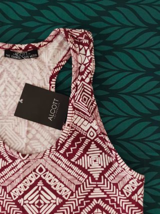 Canottiera H&M S/M fantasia geometrica bordeaux