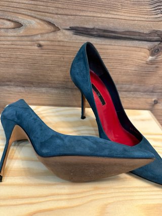 Zapatos tacón ante verde CH
