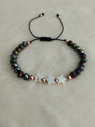 Pulseras de cristales facetados y estrella nacar