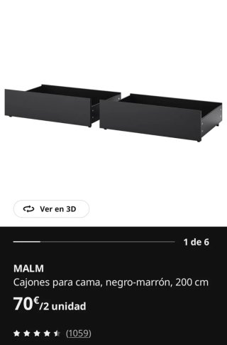 Malm Cajones Cama Negro-Marrón 200cm (2 uds)
