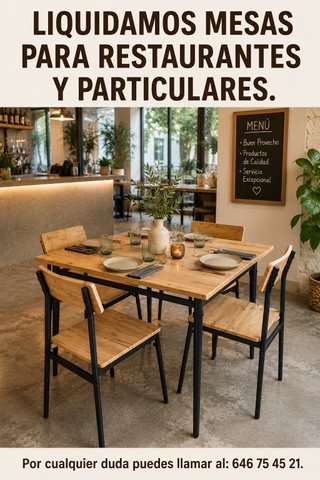 Envio gratuito de mesas + 4 sillas de madera