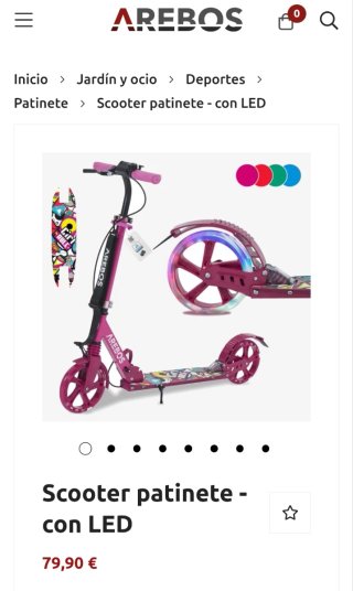 Patinete infantil rosa con ruedas LED