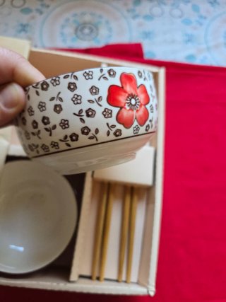 Set 2 Ciotole Riso Asiatiche + Bacchette