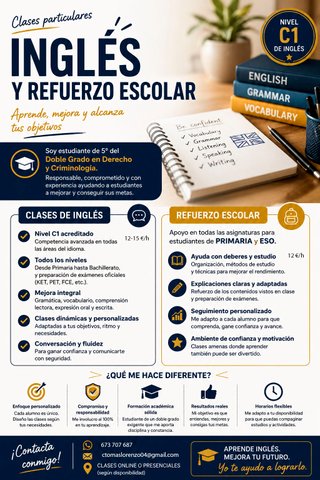 Clases Inglés y refuerzo escolar