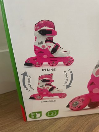 Patines ajustables niña rosa y blanco