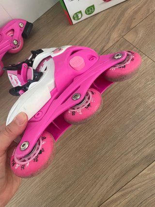 Patines ajustables niña rosa y blanco