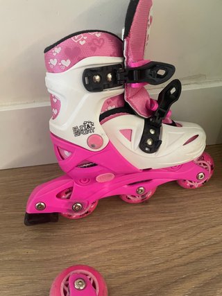 Patines ajustables niña rosa y blanco