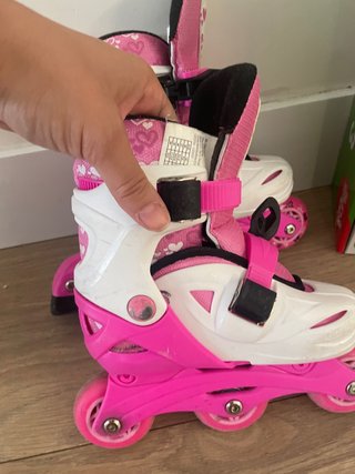 Patines ajustables niña rosa y blanco