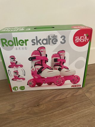 Patines ajustables niña rosa y blanco