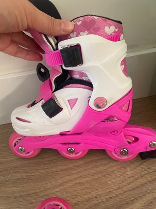 Patines ajustables niña rosa y blanco