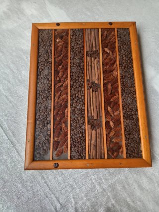 Vassoio artigianale legno/vetro con Spezie e Caffè