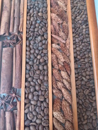 Vassoio artigianale legno/vetro con Spezie e Caffè