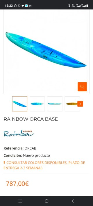 Kayak Orca Rainbow 2+1 Autovaciable