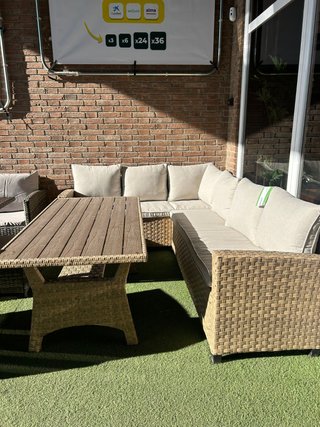 Sofá Rinconera Ratan + Mesa Terraza Jardín
