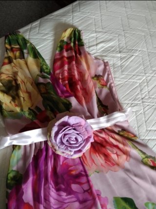 Mono gasa rosa flores cinturilla elástica