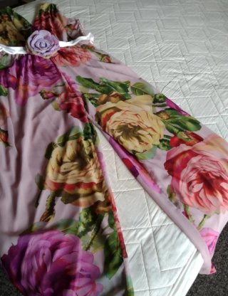 Mono gasa rosa flores cinturilla elástica