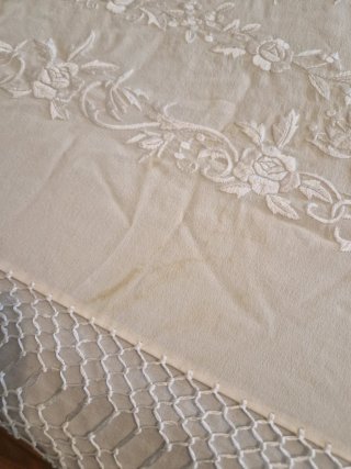 Mantón Manila Seda Beige bordado