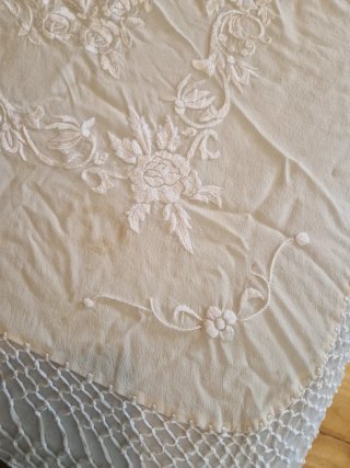 Mantón Manila Seda Beige bordado