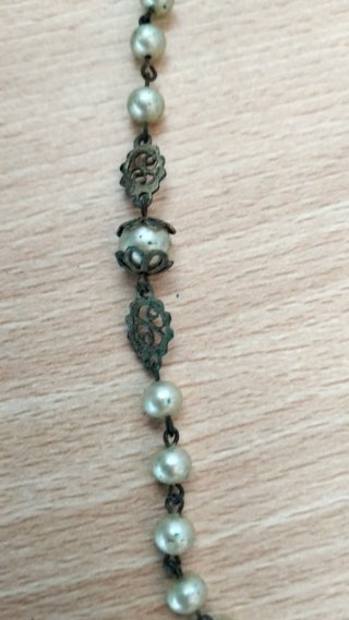 Rosario antiguo plata/alpaca perlas S.XIX-XX